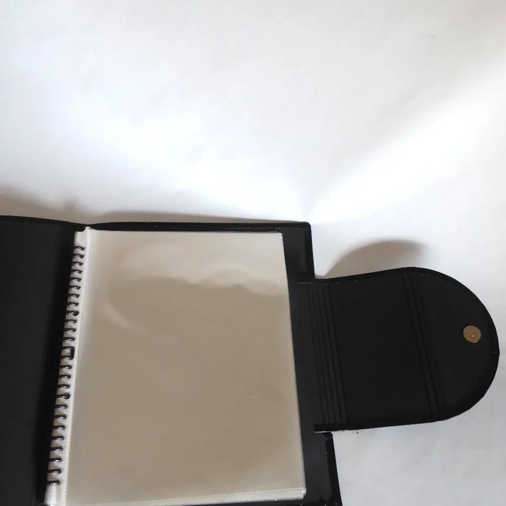 INFUSE BRAND BLACK LEATHER SPIRAL PRESENTATION BOOK SHEET PROTECTOR CASE BINDER